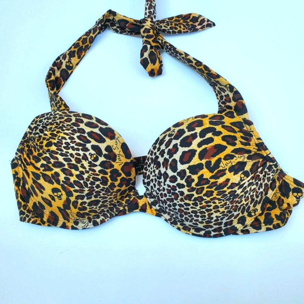 VS Very Sexy Bombshell Leopard Bikini Top size 34B